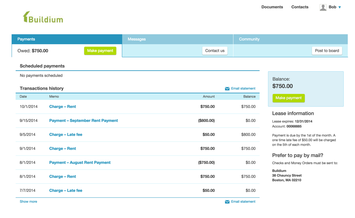 Buildium's responsive resident portal How your residents see it