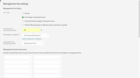 How do I set my management fee policy?