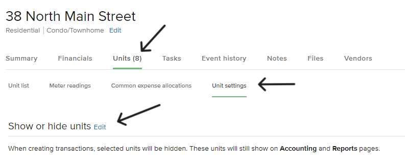 Default unit setting