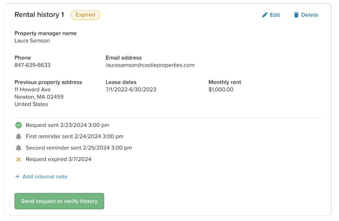 Rental History Verification