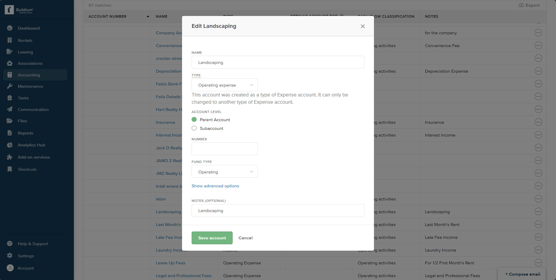How do I edit the chart of accounts?