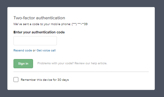 Trouble signing in with Two-Factor Authentication