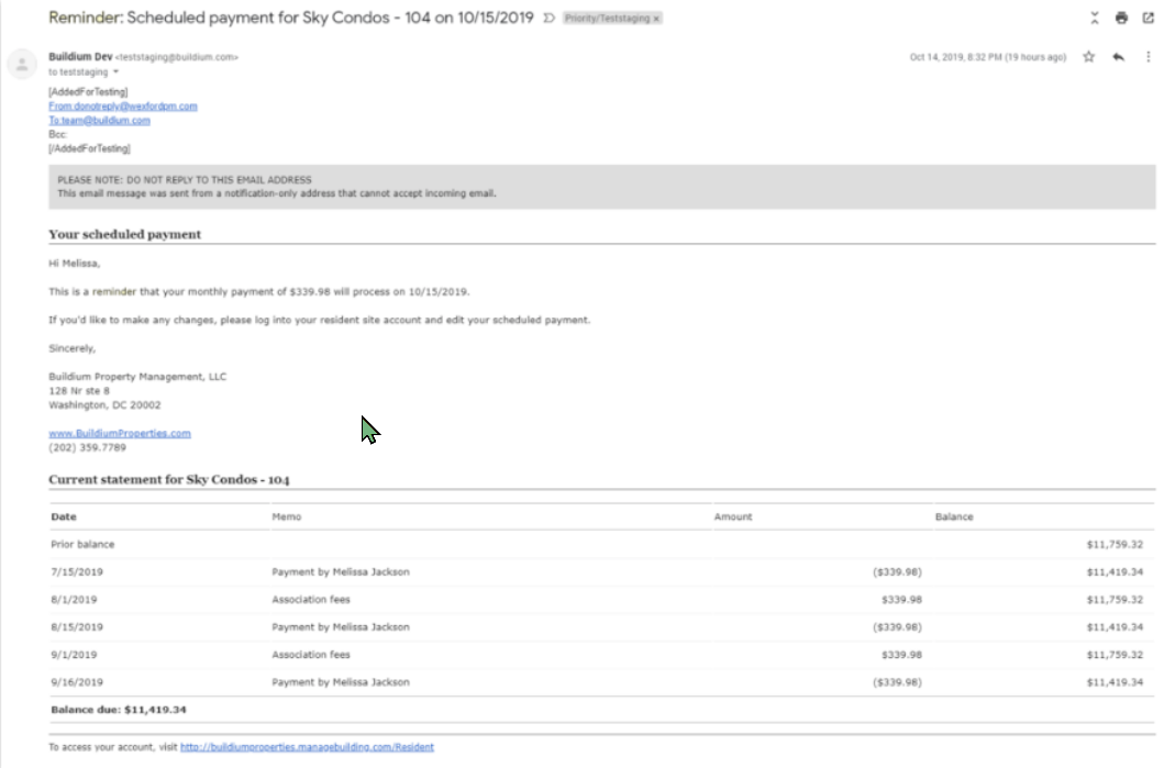Resident Scheduled Payment Reminder Email