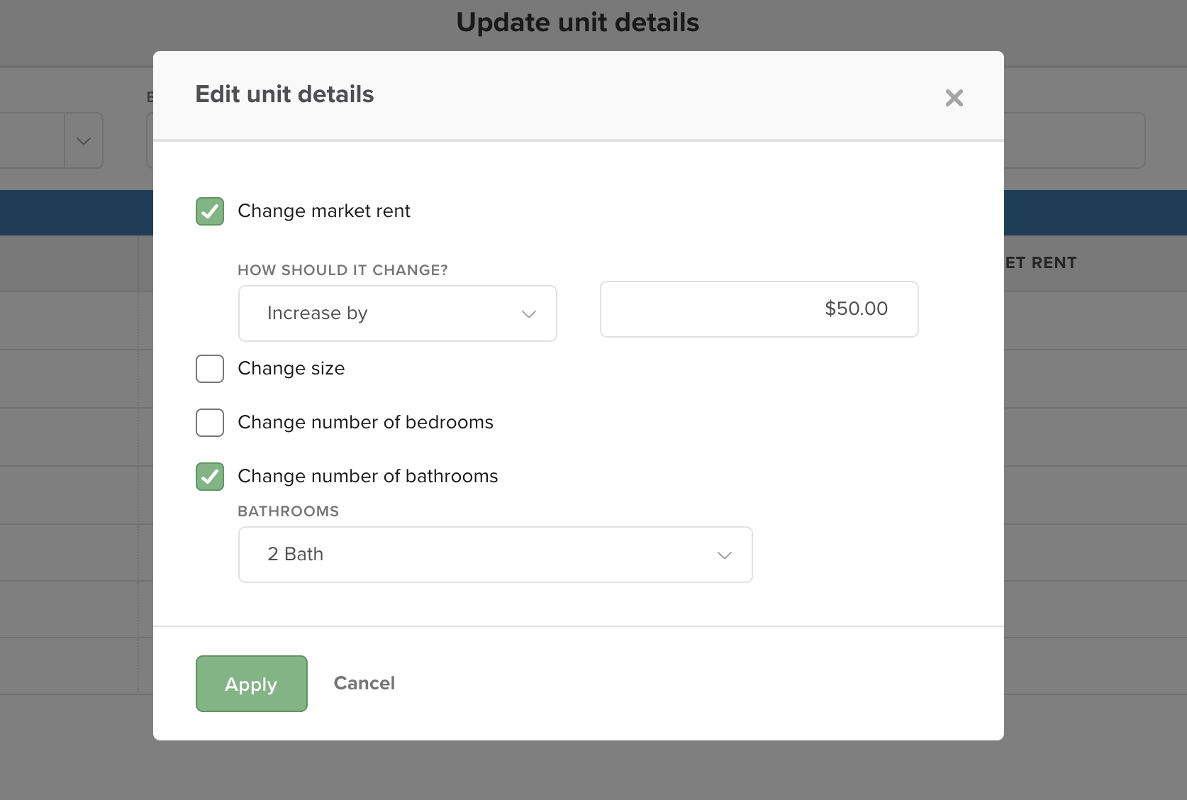 Bulk Updates to Unit Details & Market Rent