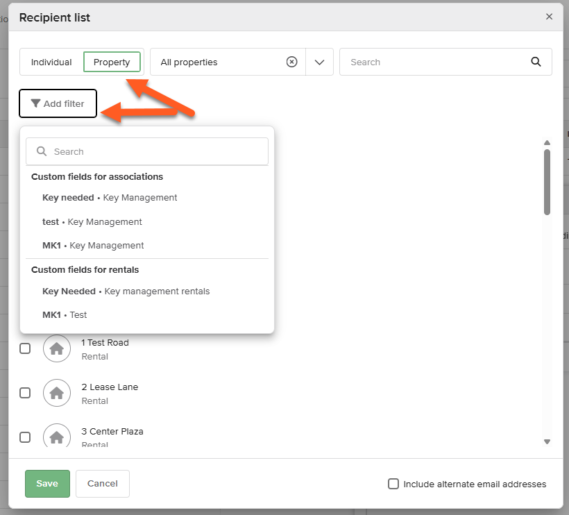 Custom fields for email recipient filters